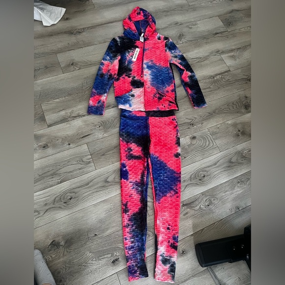 NWT Vibrant Tie-Dye Hoodie and squat proof Leggings Set size S/M - Picture 1 of 10